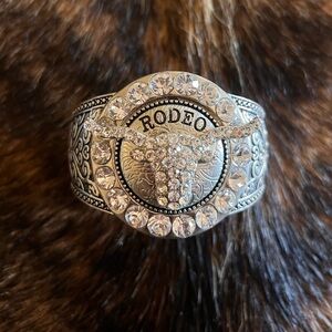 Rodeo Crystal Longhorn Statement Cuff Bracelet